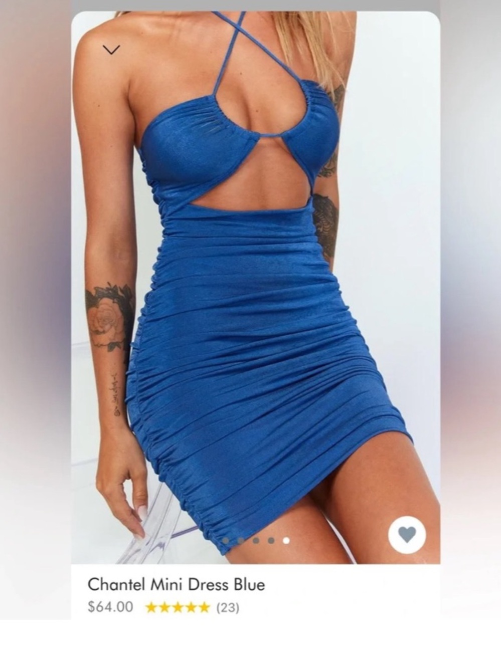 Princess Polly Chantel Mini Dress Blue Ruched Cutout Size Small